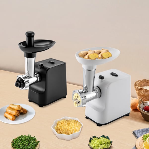 Elektrisk Kødhakker & Pølsestopper - MG-S1 - 1000W Max - 1,5–2,5 kg/min - 3 Skiver - 220–240V AC - Rustfrit Stål/Plast - Hvid