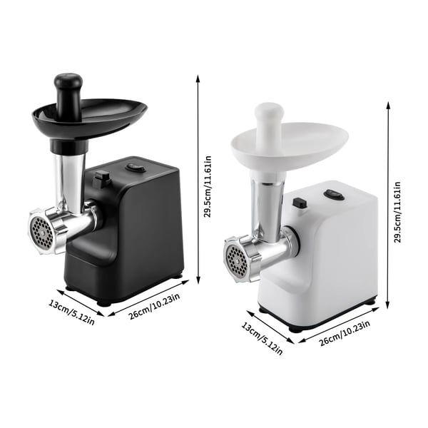 Elektrisk Kødhakker & Pølsestopper - MG-S1 - 1000W Max - 1,5–2,5 kg/min - 3 Skiver - 220–240V AC - Rustfrit Stål/Plast - Hvid