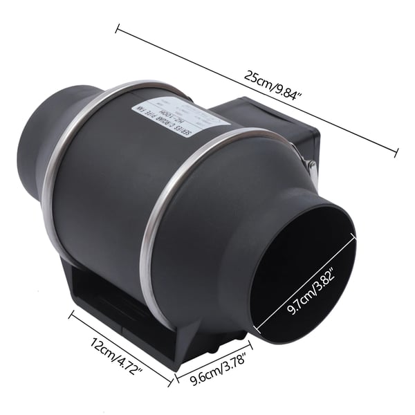 Kanavapuhallin - ZA-100-1 - Sekavirtaus - 220 m³/h Ilmavirta - 35 W - 220 V - Musta