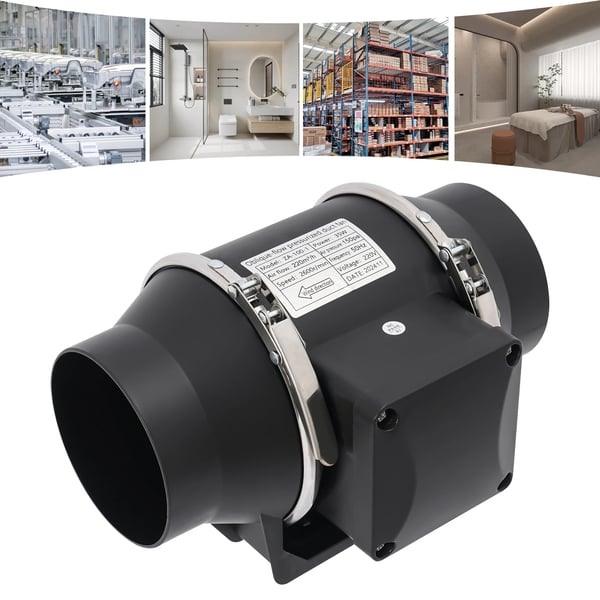 Kanavapuhallin - ZA-100-1 - Sekavirtaus - 220 m³/h Ilmavirta - 35 W - 220 V - Musta