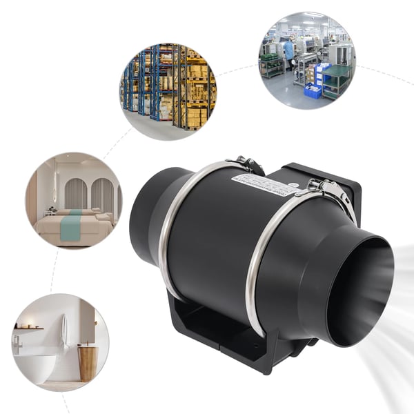 Kanavapuhallin - ZA-100-1 - Sekavirtaus - 220 m³/h Ilmavirta - 35 W - 220 V - Musta