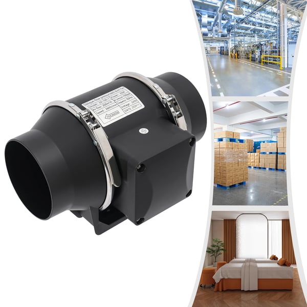 Kanavapuhallin - ZA-100-1 - Sekavirtaus - 220 m³/h Ilmavirta - 35 W - 220 V - Musta