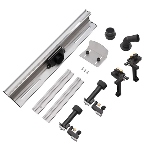 Fræsebord Anslag - Aluminiumprofil - 700 mm Længde - 300 mm T-skinne - Glidebeslag - Bit-beskytter