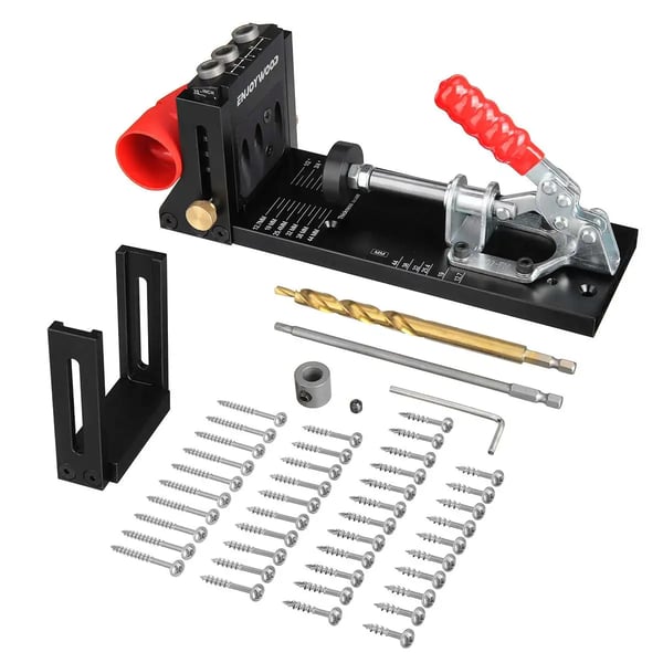 Skråhulsjig til træ - XK4-A Pocket Hole Jig Kit - 9,5 mm boreguide - Aluminium-kobberlegering - Til gør-det-selv - Indigo