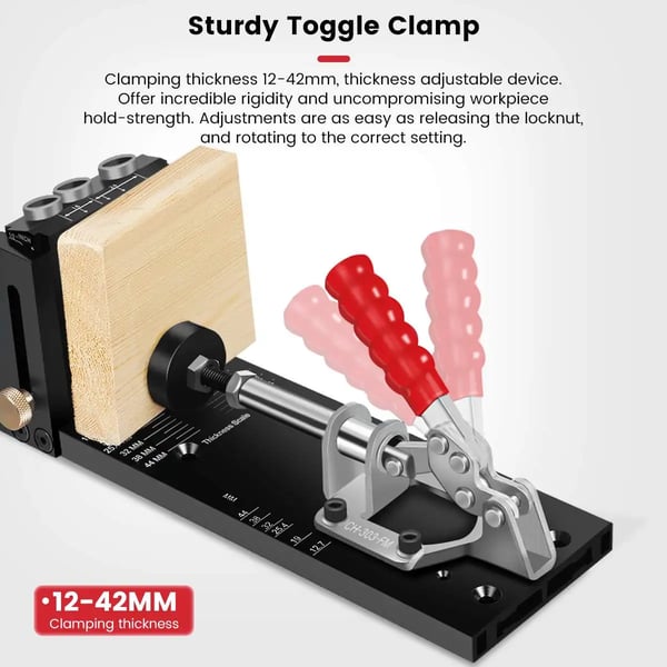 Skråhulsjig til træ - XK4-A Pocket Hole Jig Kit - 9,5 mm boreguide - Aluminium-kobberlegering - Til gør-det-selv - Indigo
