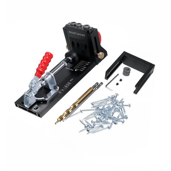 Skråhulsjig til træ - XK4-A Pocket Hole Jig Kit - 9,5 mm boreguide - Aluminium-kobberlegering - Til gør-det-selv - Indigo