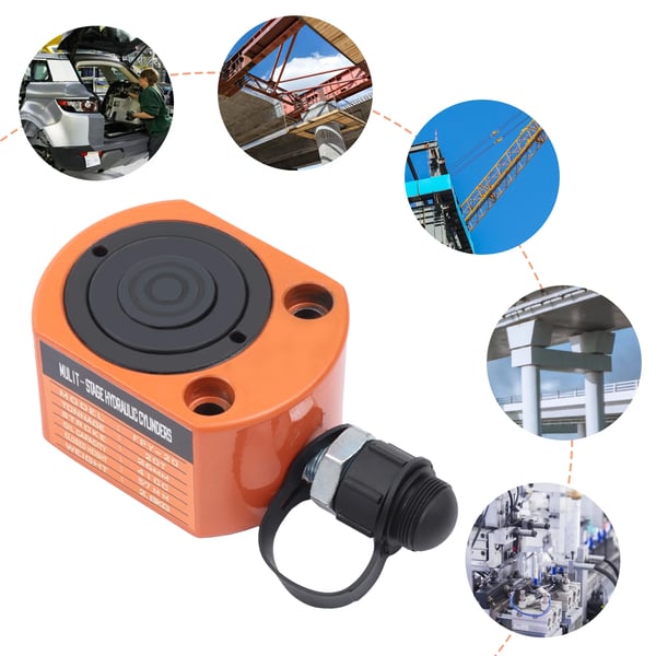 FRY-20 hydraulinen sylinteritunkki 20T, kannettava, 360° kääntyvä, monitoiminen, koneisiin ja laivanrakennukseen, oranssi