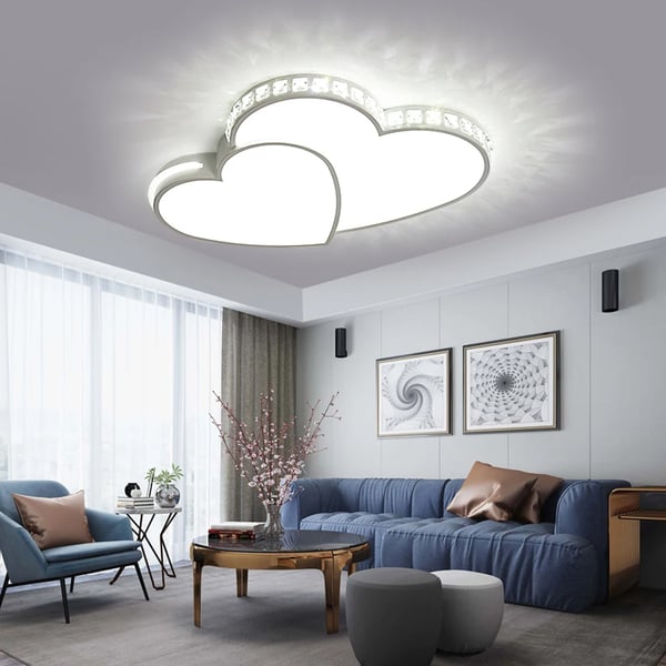 Hjerteformet LED loftlampe - Plafond - 24W - Metal & Krystal - Ikke Dæmpbar - Inkl. Lyskilde - 85–265V AC - Hvid