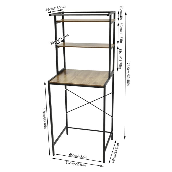 Säilytyshylly pesukoneelle ja kuivausrummulle - 3-tasoinen lattiamallinen kylpyhuonehylly - Tilaa säästävä - 10 kg/taso - MDF, teräs & kumi Säilytyshylly pesukoneelle ja kuivausrummulle - 3-tasoinen lattiamallinen kylpyhuonehylly - Tilaa säästävä - 10 kg/taso - MDF, teräs & kumi