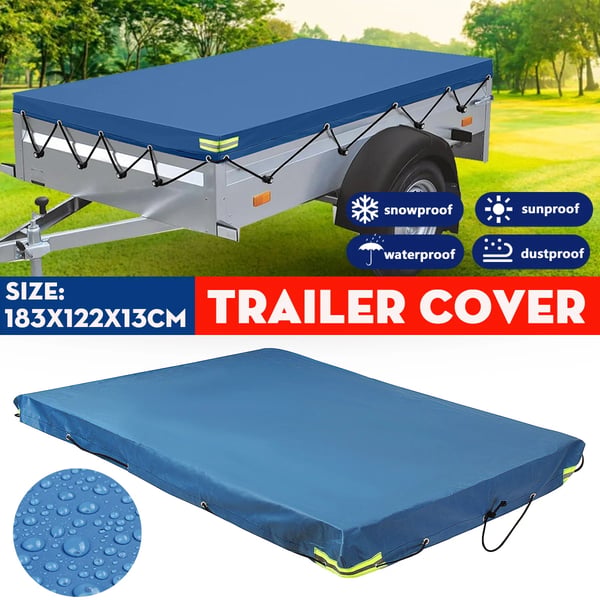 Universal trailerovertræk - Vandtæt - UV-beskyttelse - Refleksstriber - Oxford/PVC - Str. L - Passer 500/700 kg trailer - Sort