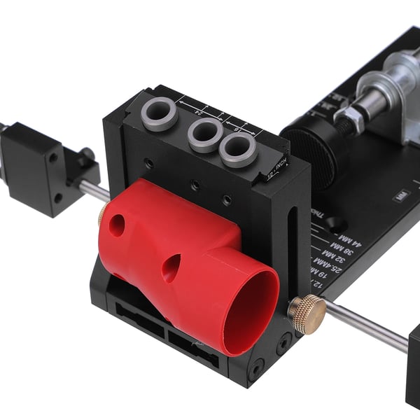 Lommehul-jig - XK4 PRO MAX Kit - Justerbar Aluminiumlegering - Boreguide - Stabiliseringsstang - Stopklods - Opbevaringskasse