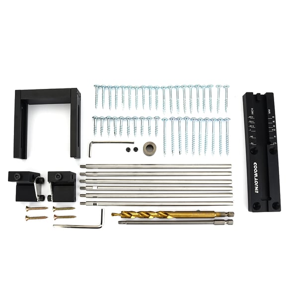 Lommehul-jig - XK4 PRO MAX Kit - Justerbar Aluminiumlegering - Boreguide - Stabiliseringsstang - Stopklods - Opbevaringskasse