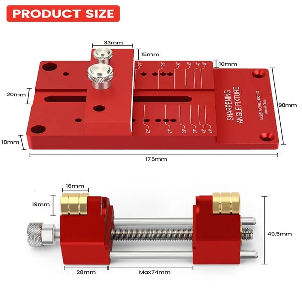 Slibesystem - GD1109 - Type B - Slibejig - Vinkelguide - Slibeholder til stemjern - Vinkelmåler - Grøn, Lilla