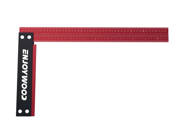 Snedkervinkel - L-formet hul-lineal - 300 mm (30 cm) - 90° Ret vinkel - Aluminiumlegering - Markeringshuller - Til træarbejde - Guld