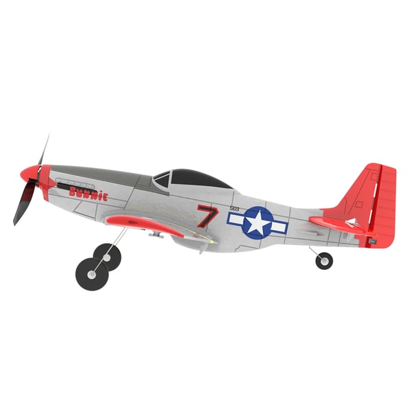 Mini Mustang P-51D V2 761-5 - RC-harjoituskone - 40 cm siipiväli - 2.4G - 6-akselinen gyro - 2 kanavaa - RTF 3 akkua - 1-napin paluu - Punainen