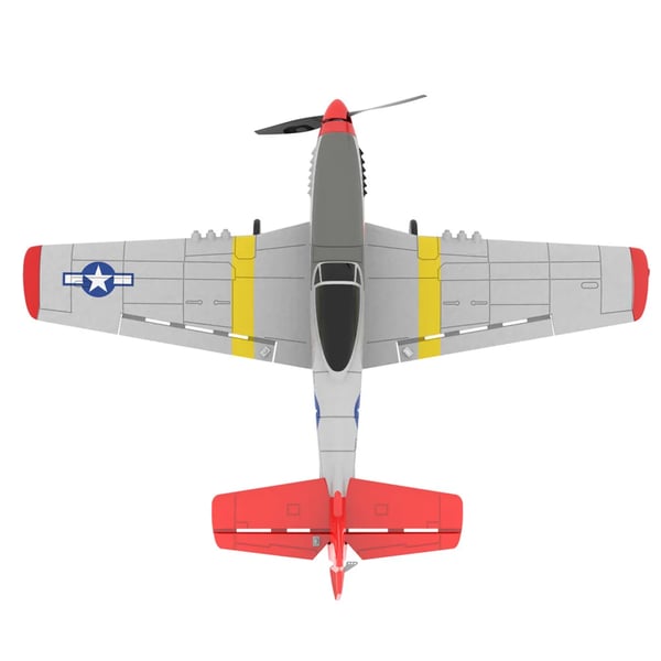 Mini Mustang P-51D V2 761-5 - RC-harjoituskone - 40 cm siipiväli - 2.4G - 6-akselinen gyro - 2 kanavaa - RTF 3 akkua - 1-napin paluu - Punainen