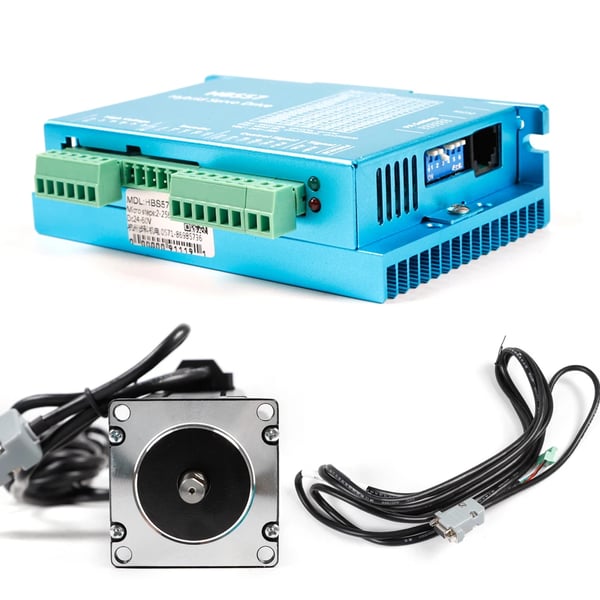 Stepmotor & Driver Sæt - NEMA 23 57 mm - Closed Loop - Moment 3,0 Nm - DSP 32-bit - HBS57 Driver - Sort