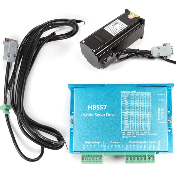 Stepmotor & Driver Sæt - NEMA 23 57 mm - Closed Loop - Moment 3,0 Nm - DSP 32-bit - HBS57 Driver - Sort