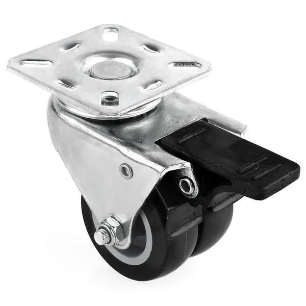 Huonekalupyörät - Kaksipyöräiset kääntöpyörät 50 mm 4 kpl - Kääntyvät - Jarrulla - 100 kg/pyörä - Harmaa