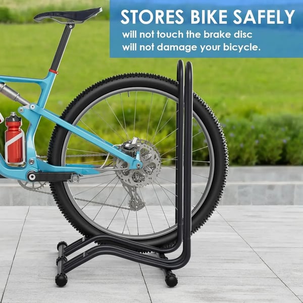 Cykelstativ - Gulvstativ til 2 cykler - Låsbart stativ - Vendbart design - Højkulstofstål - Indigo