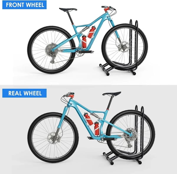 Cykelstativ - Gulvstativ til 2 cykler - Låsbart stativ - Vendbart design - Højkulstofstål - Indigo