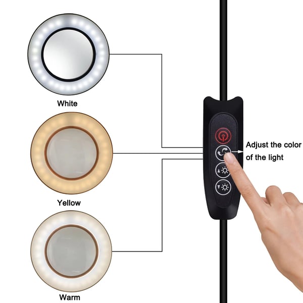 USB LED forstørrelsesglas - Bordlup - 5x Forstørrelse - USB-drevet - Fleksibel Arm 33 cm - Sammenklappelig - Med Stativ