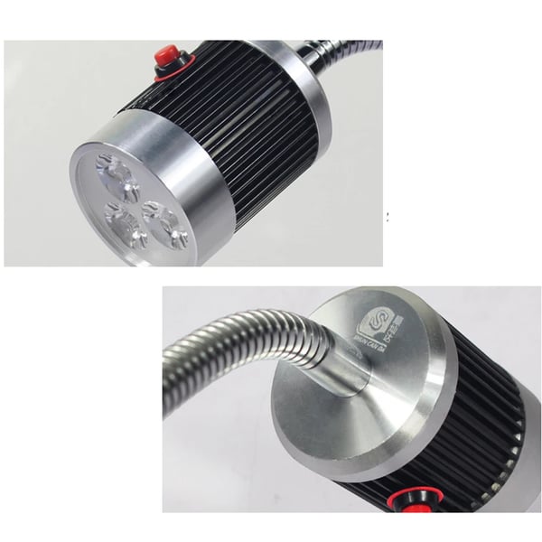 CNC maskinlampe - LED arbejdslampe - 5 W - 110–220 V - Fast fod - Fleksibel arm - Aluminiumslegering - Sort