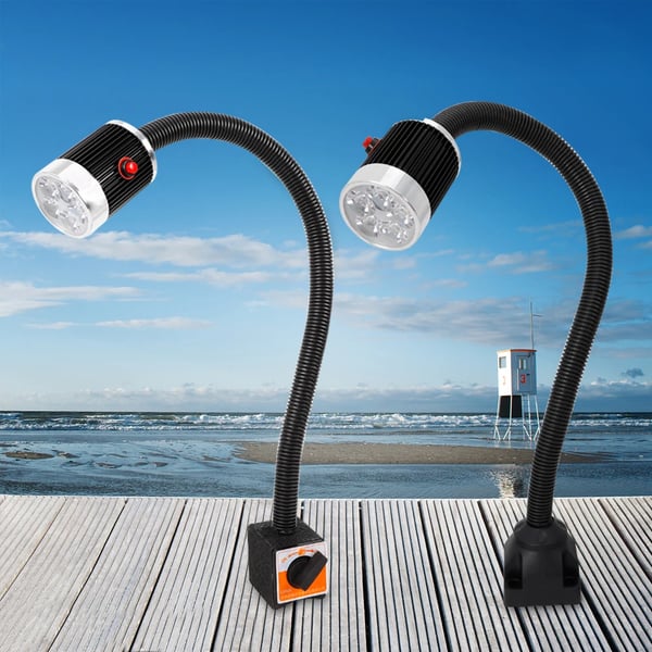 CNC maskinlampe - LED arbejdslampe - 5 W - 110–220 V - Fast fod - Fleksibel arm - Aluminiumslegering - Sort