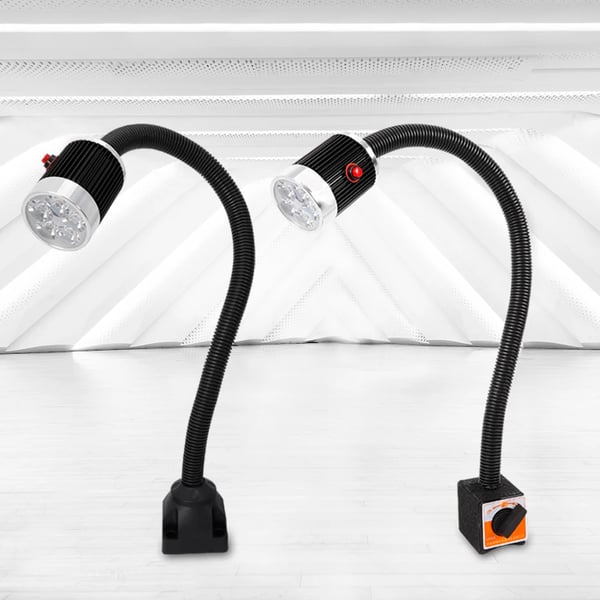CNC maskinlampe - LED arbejdslampe - 5 W - 110–220 V - Fast fod - Fleksibel arm - Aluminiumslegering - Sort