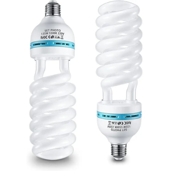 Fotolamper til softbox - CFL spiral E27-fatning - 4 x 135 W - 230 V AC - IP65 - Studiobelysning - Blå
