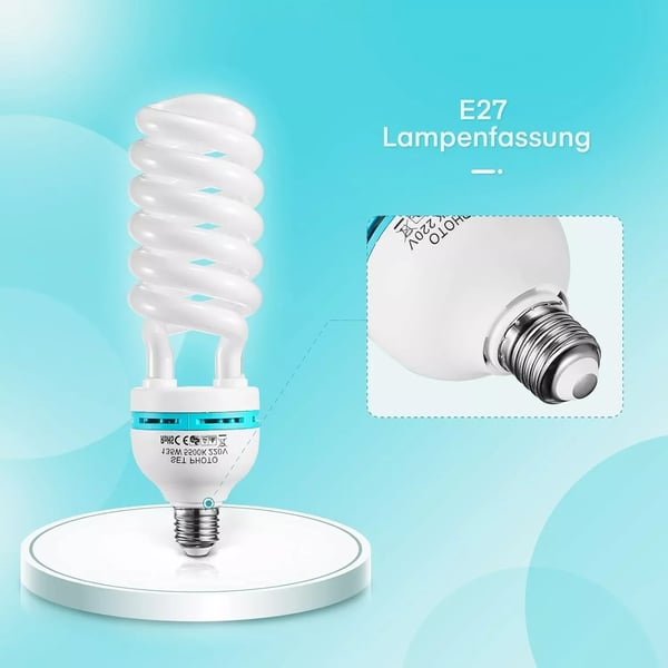 Fotolamper til softbox - CFL spiral E27-fatning - 4 x 135 W - 230 V AC - IP65 - Studiobelysning - Blå