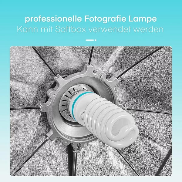 Fotolamper til softbox - CFL spiral E27-fatning - 4 x 135 W - 230 V AC - IP65 - Studiobelysning - Blå