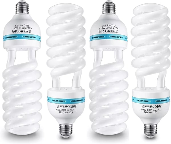 Fotolampor för softbox - CFL spiral E27-sockel - 4 x 135 W - 230 V AC - IP65 - Studiofoto - Blå