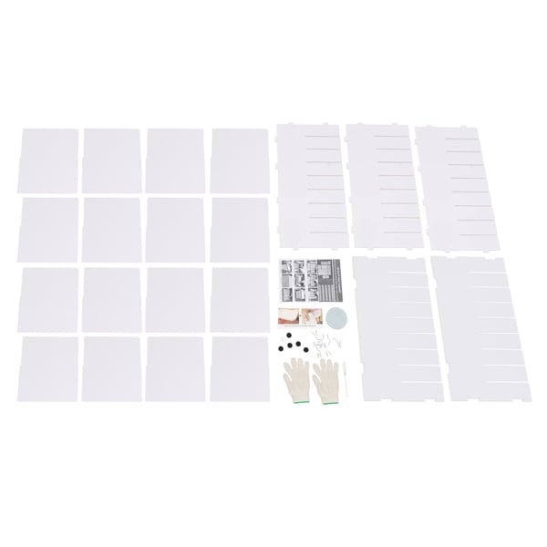 Postsorter til kontor - 24-fags dokumentreol - PVC & filt - Selvmontering - Ramme 10 mm, skilleplader 5 mm - Hvid