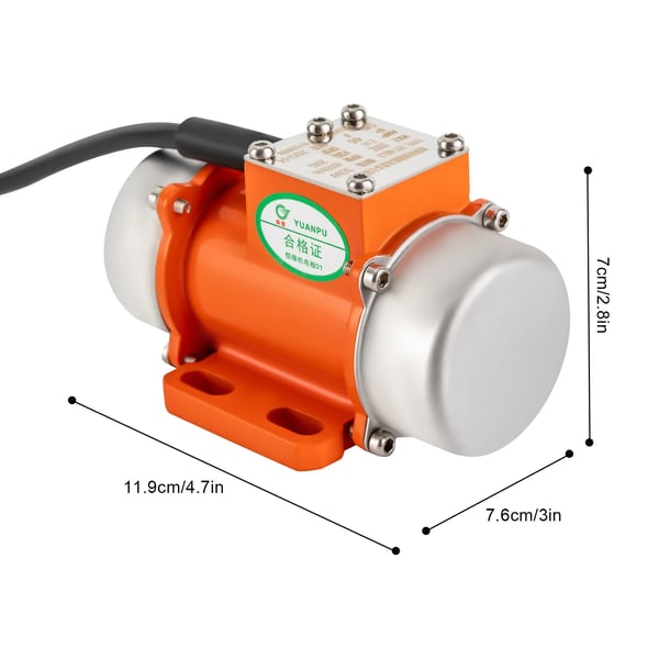 Elektrisk vibrationsmotor - Betonvibratormotor - 30 W - Børsteløs - 12 V DC - Orange