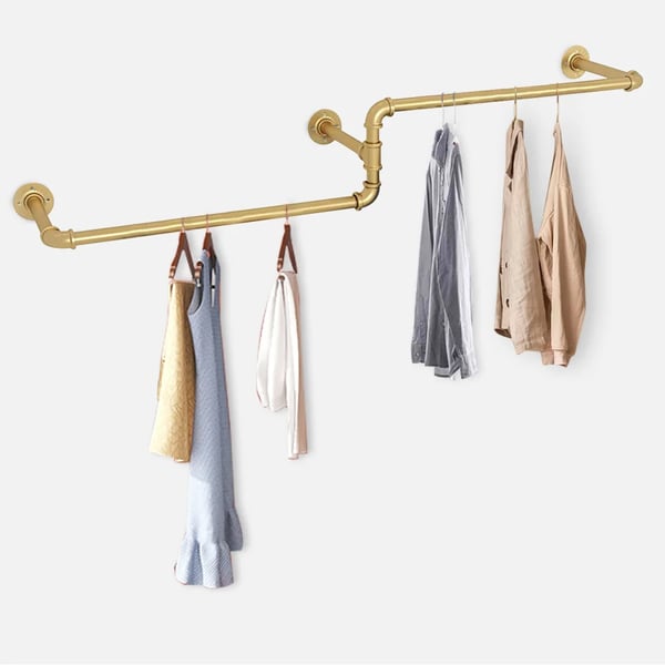 Industriel tøjstang - Væghængt rør-tøjstativ - 180×25×19 cm - Jern, robust - Til tøj - Sort
