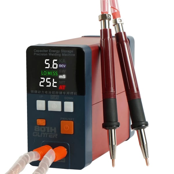 Punktsvetsmaskin / Spot Welder - 801H - 19,8 kW - 3500 A - Puls - För batteriflikar nickel/aluminium - Max 0,5 mm - EU-kontakt - Rödbrun
