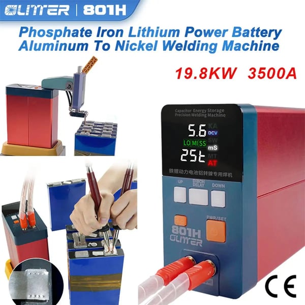 Punktsvetsmaskin / Spot Welder - 801H - 19,8 kW - 3500 A - Puls - För batteriflikar nickel/aluminium - Max 0,5 mm - EU-kontakt - Rödbrun