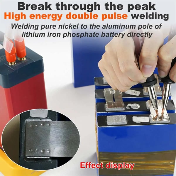 Punktsvetsmaskin / Spot Welder - 801H - 19,8 kW - 3500 A - Puls - För batteriflikar nickel/aluminium - Max 0,5 mm - EU-kontakt - Rödbrun