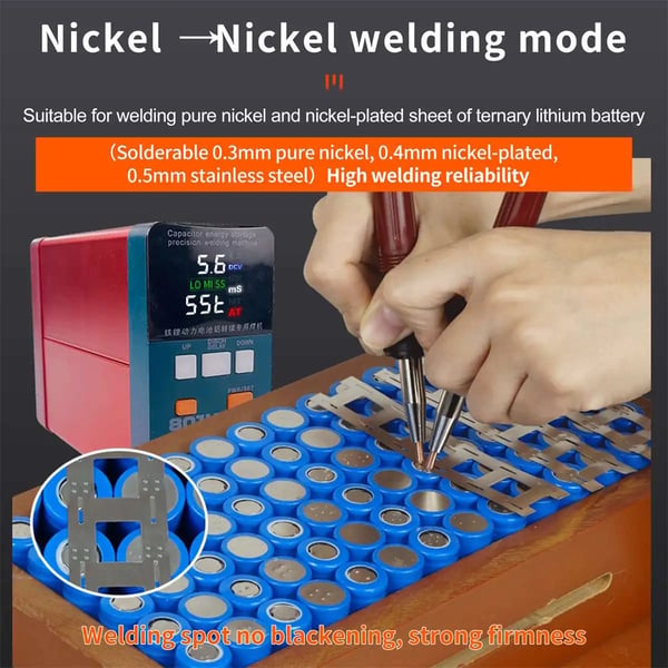 Punktsvetsmaskin / Spot Welder - 801H - 19,8 kW - 3500 A - Puls - För batteriflikar nickel/aluminium - Max 0,5 mm - EU-kontakt - Rödbrun