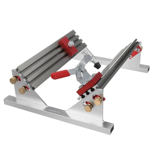 Spline-jig - Justerbar kombinationsjig - Til bordsav & fræsebord - Aluminiumlegering - 4 vippe-stop - Træklemmer - Med kuffert