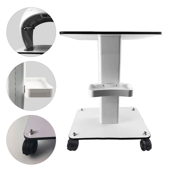 Skønhedsvogn - Salonvogn Rullebord - 360° Hjul - Stor Bordplade - 3 Hylder - 40 kg Bæreevne - ABS/Komprimeret træ/Jern - Hvid