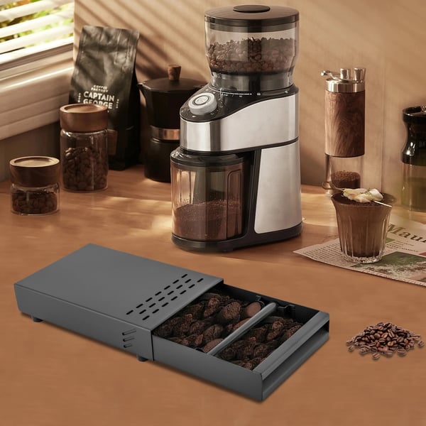 Kaffegrumsbeholder - Espresso Knock Box Skuffe - Kraftigt Jern - Forstærket Konstruktion - Til Hjem og Café - Sort