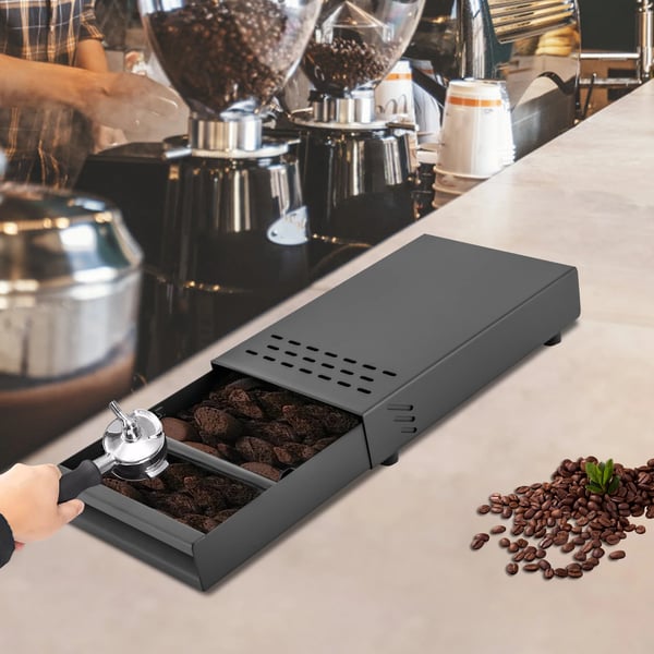 Kaffegrumsbeholder - Espresso Knock Box Skuffe - Kraftigt Jern - Forstærket Konstruktion - Til Hjem og Café - Sort