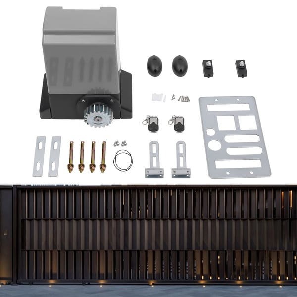 Automatisk skydeportsåbner - Elektrisk portmotor - 370 W - 600 kg kapacitet - Fjernbetjening - Lysegrå