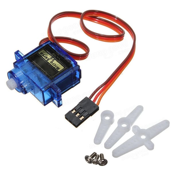 SG90 - Mikroservo - Analog 9 g - Metalgear - Til RC fly - 3,2×3×1,2 cm - Blå