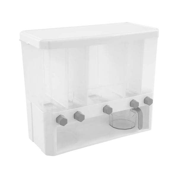 Dispenser til tørvarer - Korn- og risdispenser - 5 rum - Bordmodel - PP/PC - 15 kg kapacitet - Med målebæger - Til ris, korn, bønner