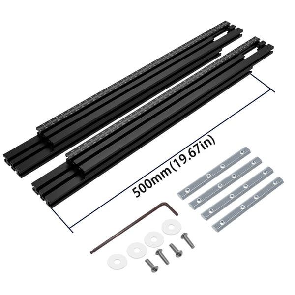 Styreskinne til fræser - 80 cm - Justerbart parallelanslag - Til kantfræser/overfræser - Riller & gravering - Lysegrå