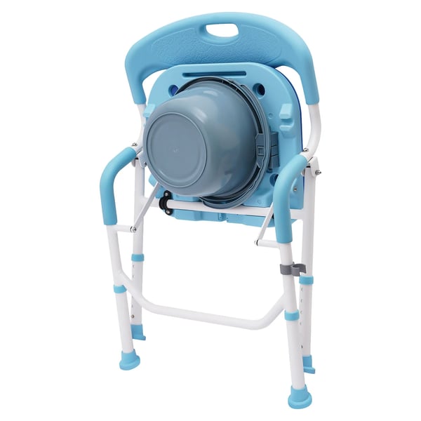 Foldbar bruse- og toiletstol - Aluminiumlegering - Armlænshøjde 75 cm - Med bækken - Blå
