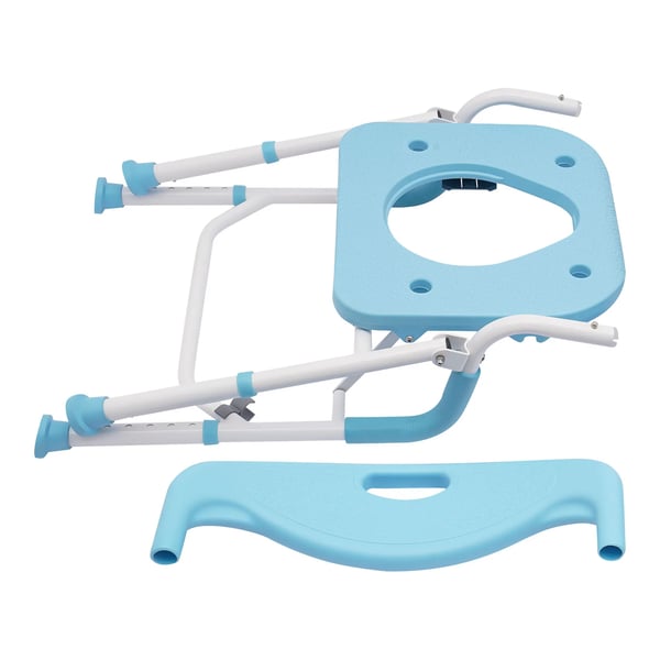 Foldbar bruse- og toiletstol - Aluminiumlegering - Armlænshøjde 75 cm - Med bækken - Blå